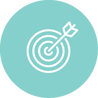 bullseye icon, white on blue. 